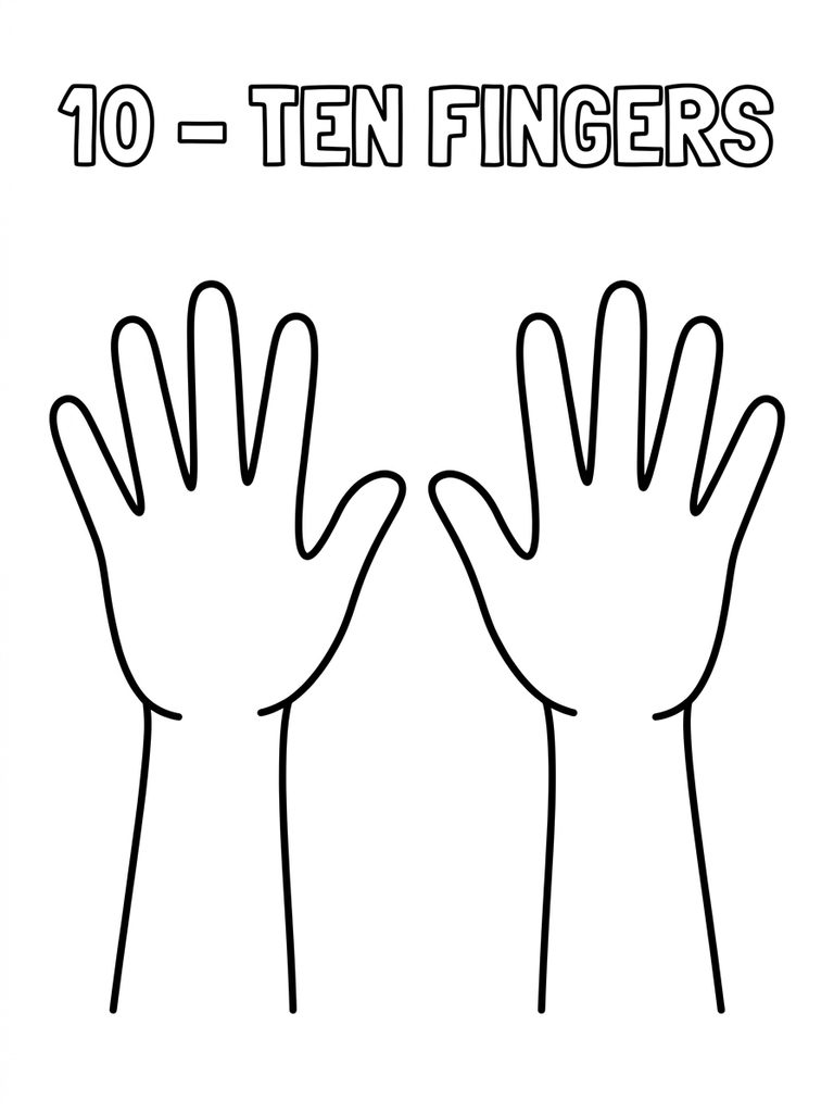 10 - Ten Fingers Coloring Page