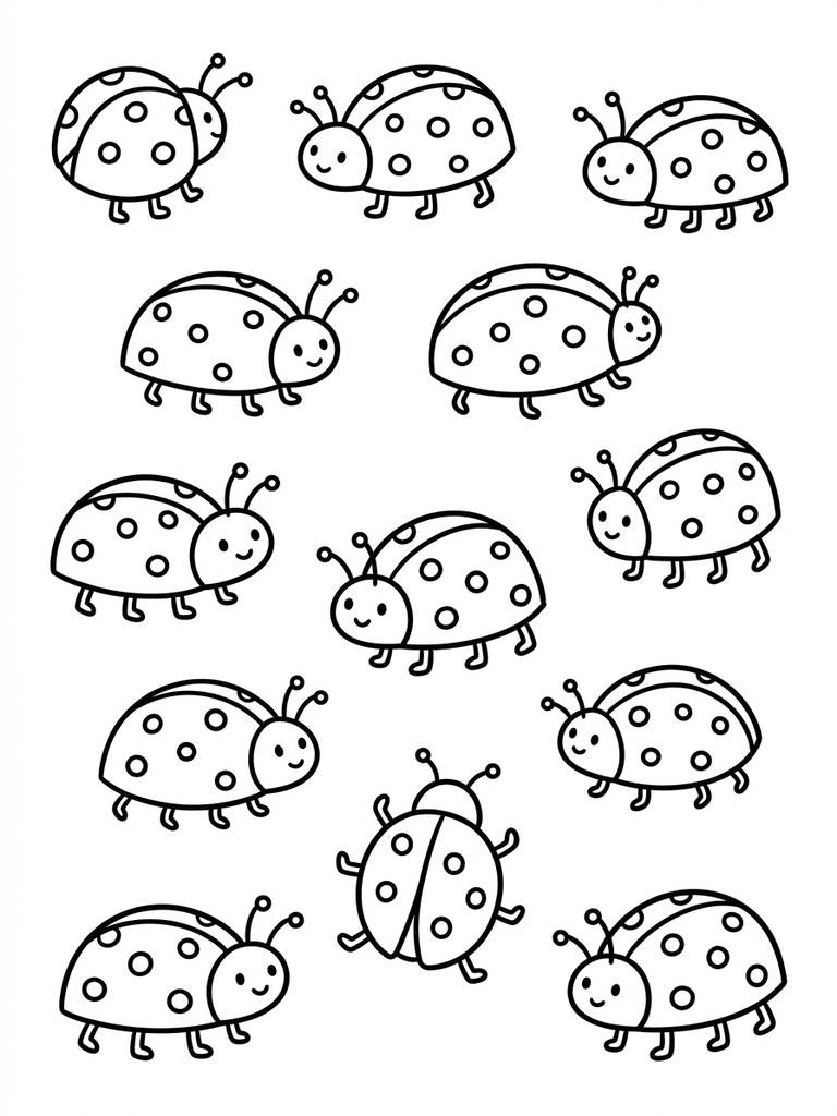 11 - Eleven Ladybugs Coloring Page