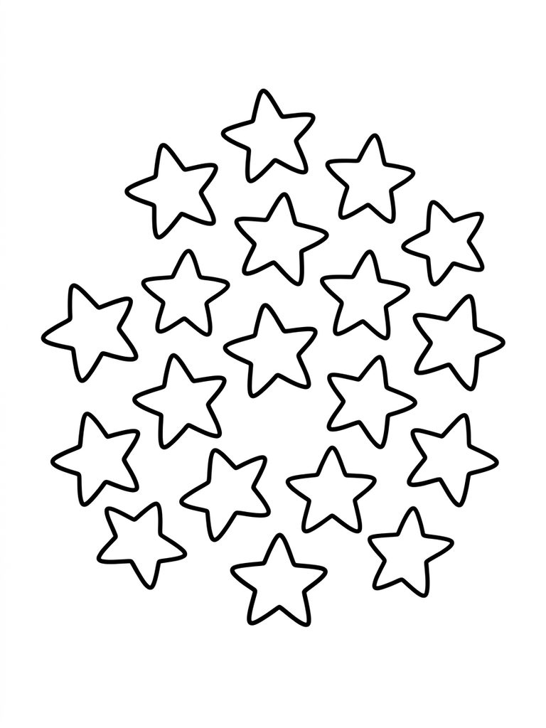 18 - Eighteen Stars coloring page — free printable for kids and adults