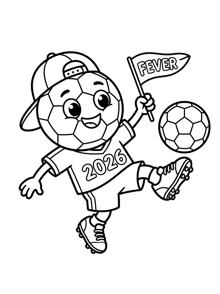 2026 FIFA World Cup Soccer Fever Coloring Page