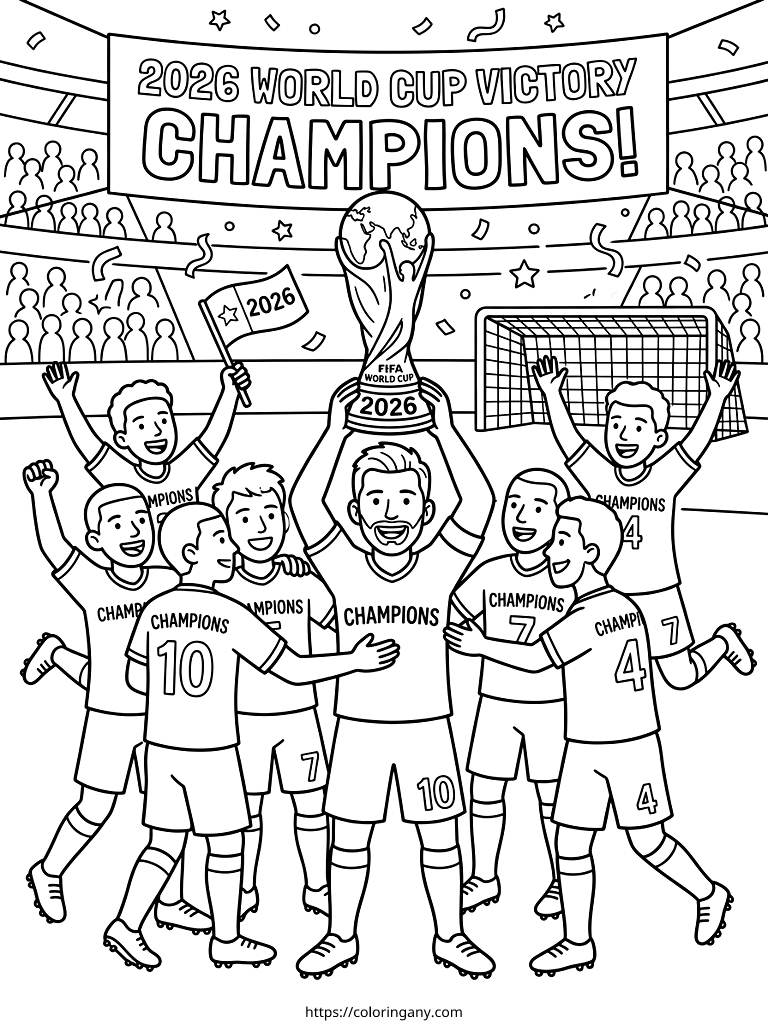 2026 World Cup Final Victory Celebration Coloring Page