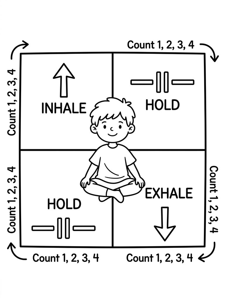 4 Square Breathing Pattern Coloring Page