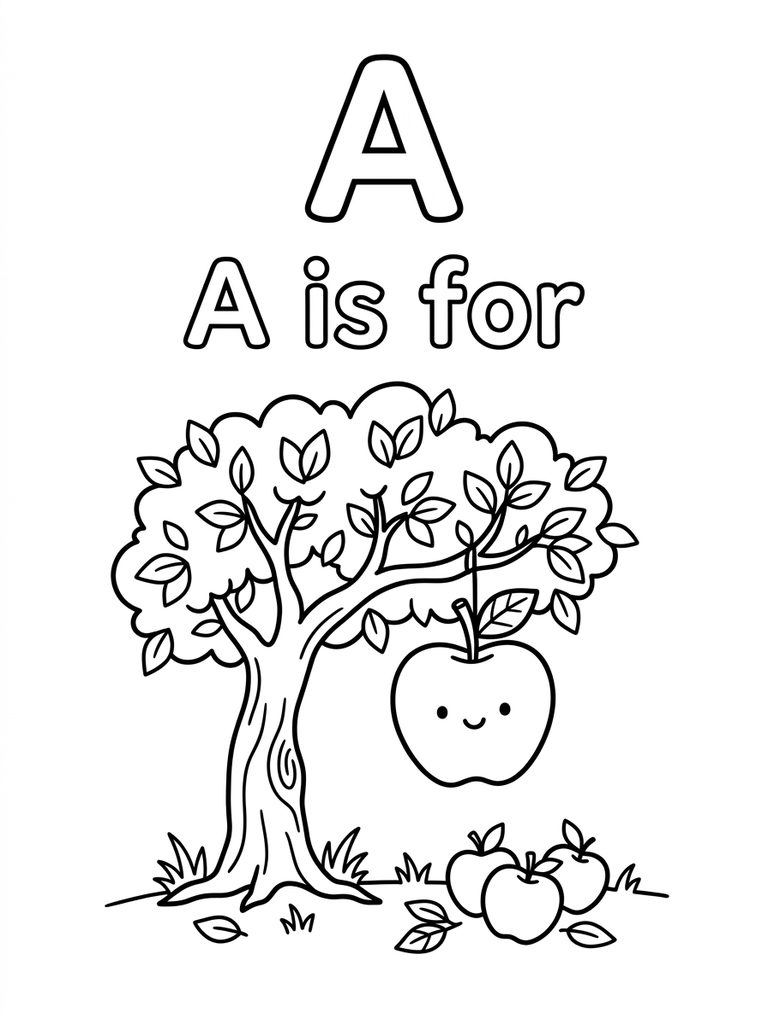 Is For Apple Coloring Page