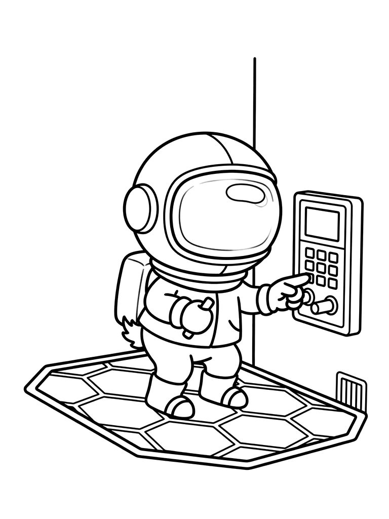 Among Us Doing Tasks On The Skeld Coloring Page