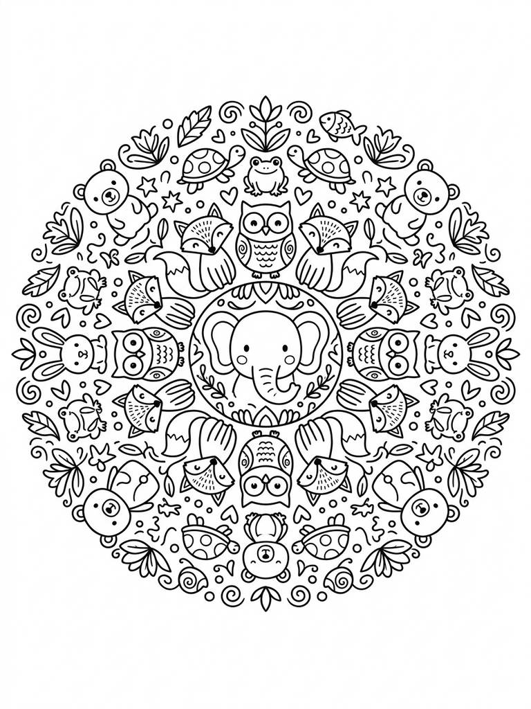 Animal Mandala Coloring Page