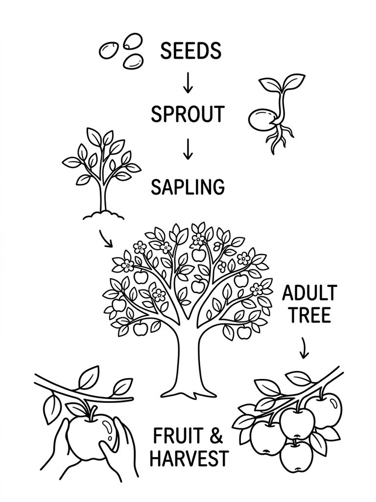 Apple Tree Life Cycle Coloring Page