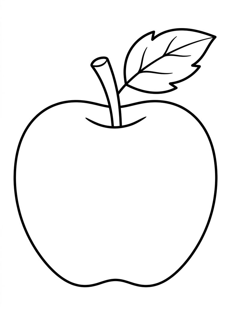 Apple With Leaf Coloring Page
