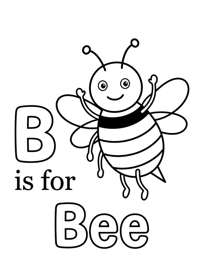 B Is For Bee coloring page — free printable for kids and adults