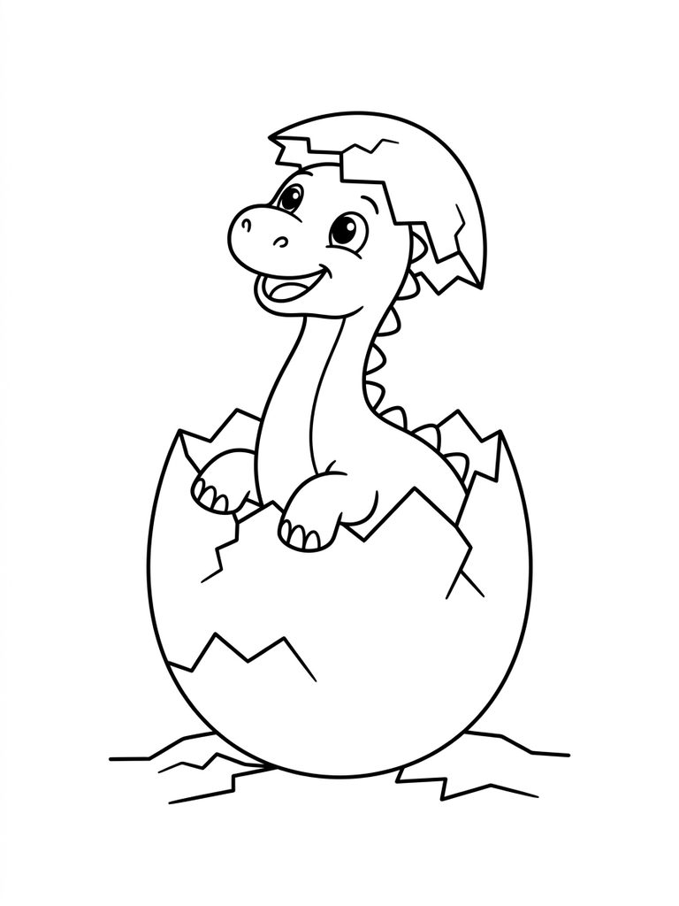 Baby Dinosaur Hatching From Egg Coloring Page