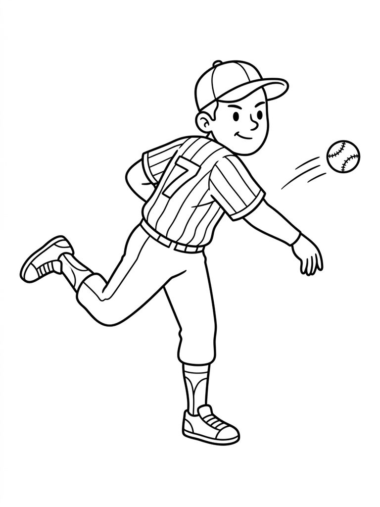Baseball Pitcher Throwing Ball Coloring Page
