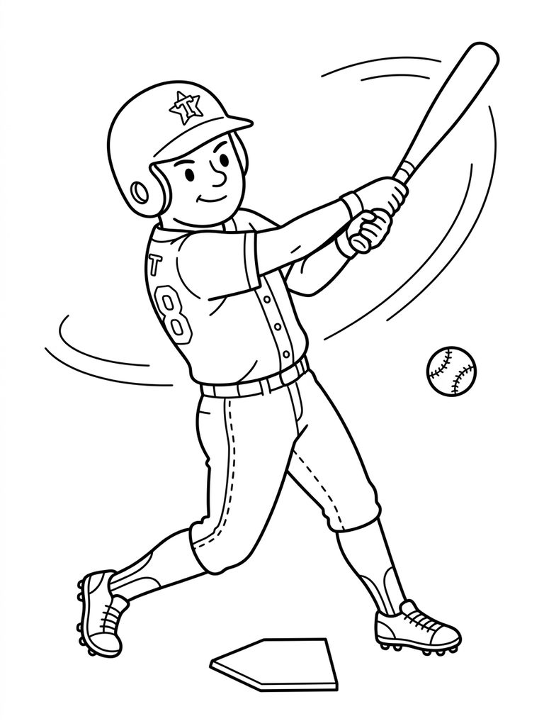 Baseball Player Swinging Bat Coloring Page