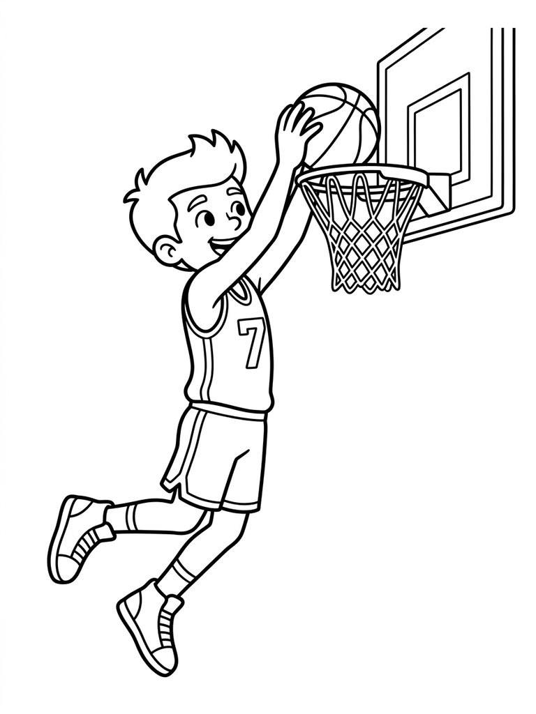 Basketball Player Dunking Coloring Page