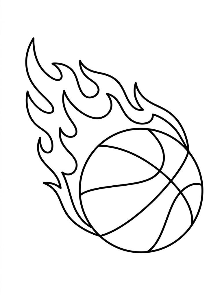 Basketball With Flames Coloring Page