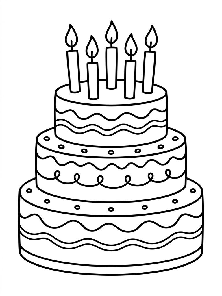 Birthday Cake With Candles Coloring Page