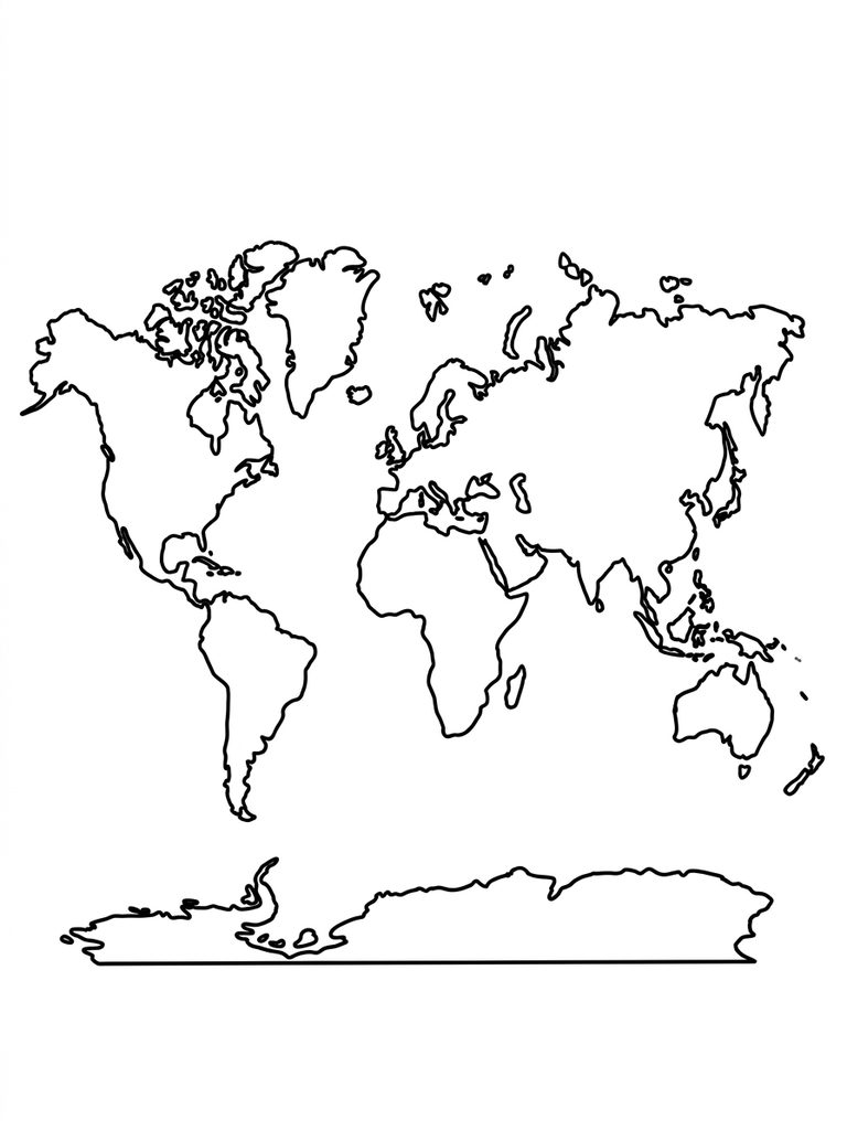 Blank World Map For Labeling Continents Coloring Page