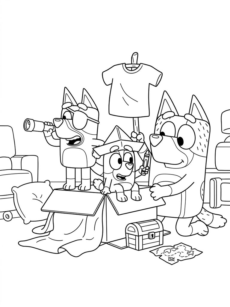 Bluey Imaginative Play Scenes Coloring Page