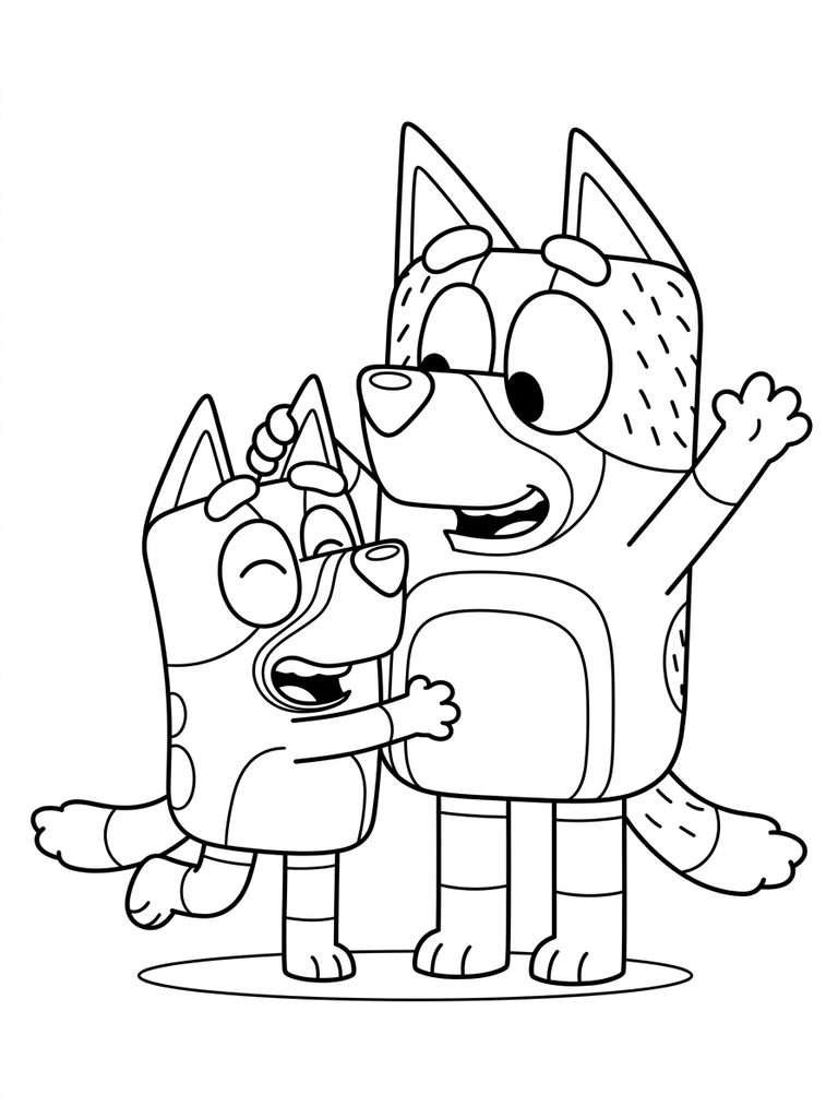 Bluey With Bandit (Dad) Moments Coloring Page