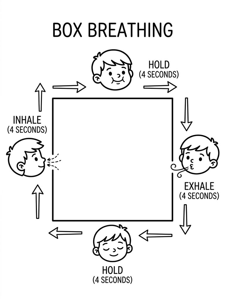 Box Breathing Diagram Coloring Page