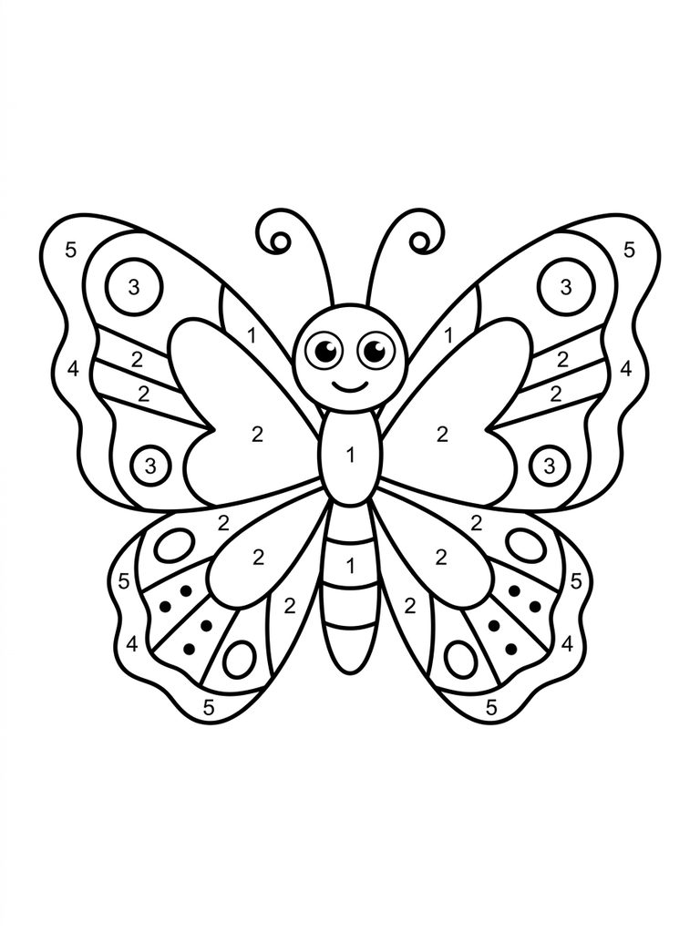 Butterfly Color By Number Coloring Page