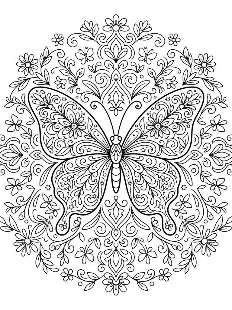 Butterfly Mandala Coloring Page