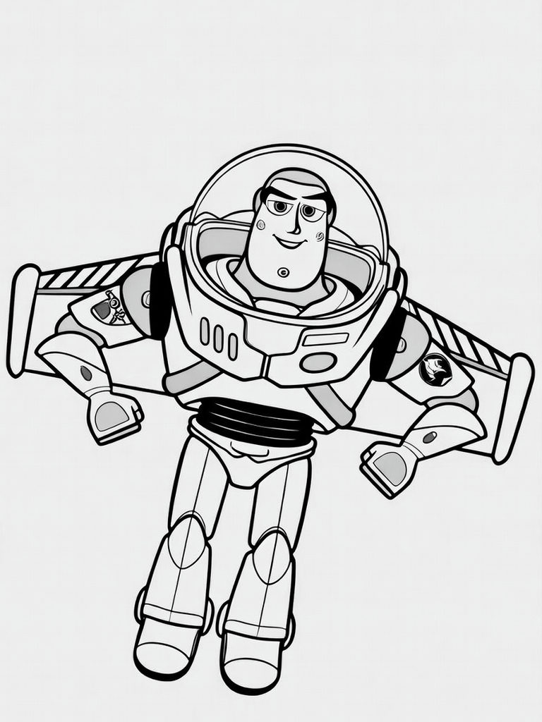 Buzz Lightyear Flying Pose Coloring Page