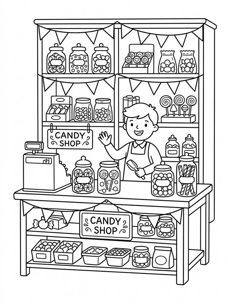Candy Shop Display Coloring Page