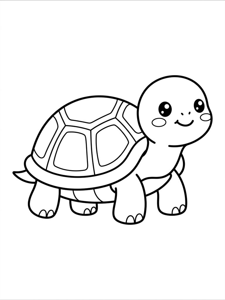 Cartoon Turtle / Kawaii Turtle Coloring Page