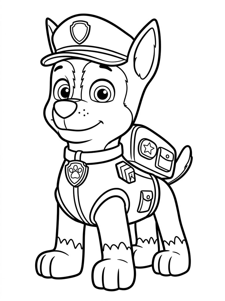 Chase On The Case / Police Pup Pose Coloring Page