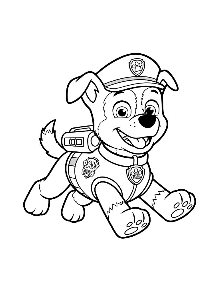 Chase The Police Dog In His Uniform With His Paw Patrol Badge Coloring Page