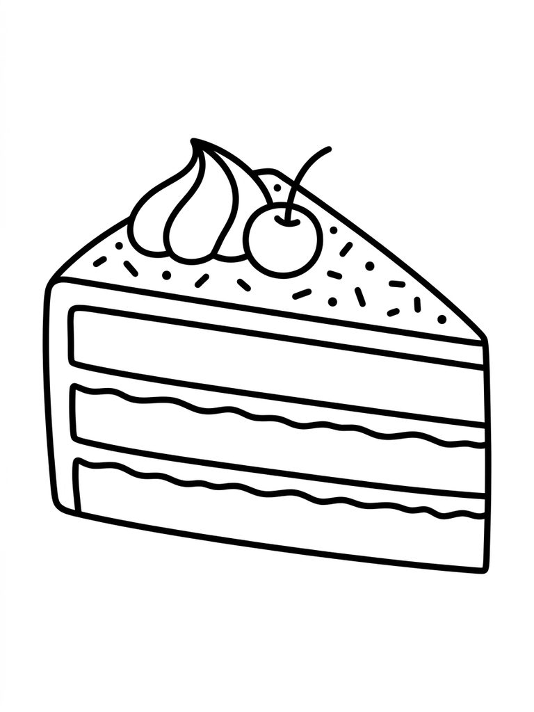 Chocolate Layer Cake Slice Coloring Page