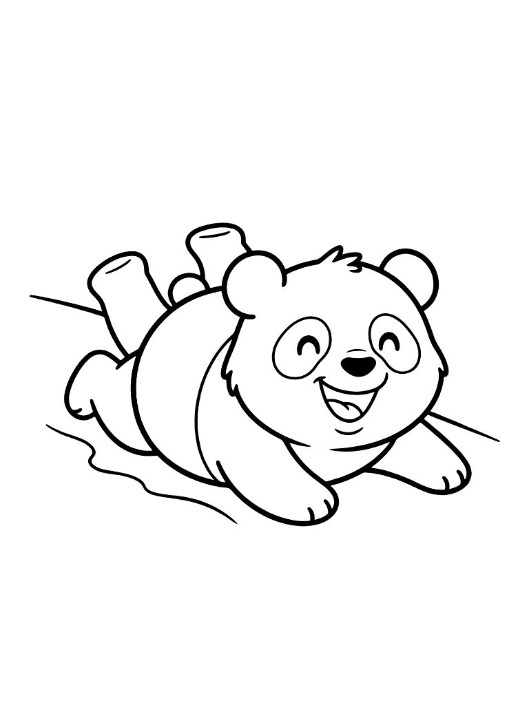 Chubby Panda Sliding Down A Snowy Hill On Its Belly With A Look Of Pure Joy Coloring Page