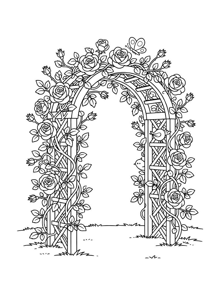 Climbing Rose Arch Coloring Page