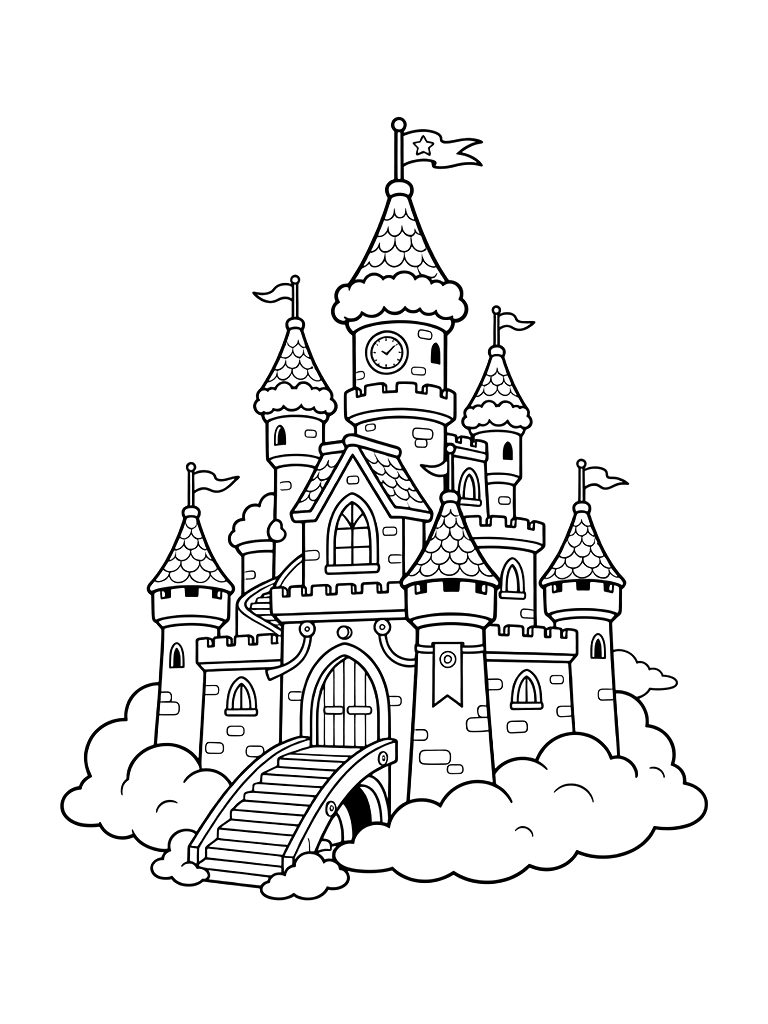 Cloud Kingdom Castle Coloring Page