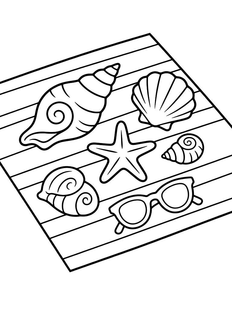 Collection Of Colorful Seashells Coloring Page