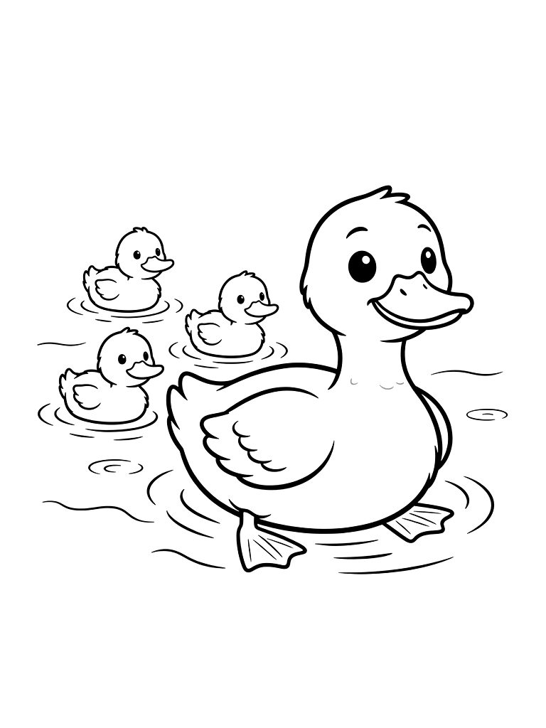 Color By Number Mother Duck And Ducklings Swimming In A Pond Coloring Page — free printable for kids and adults