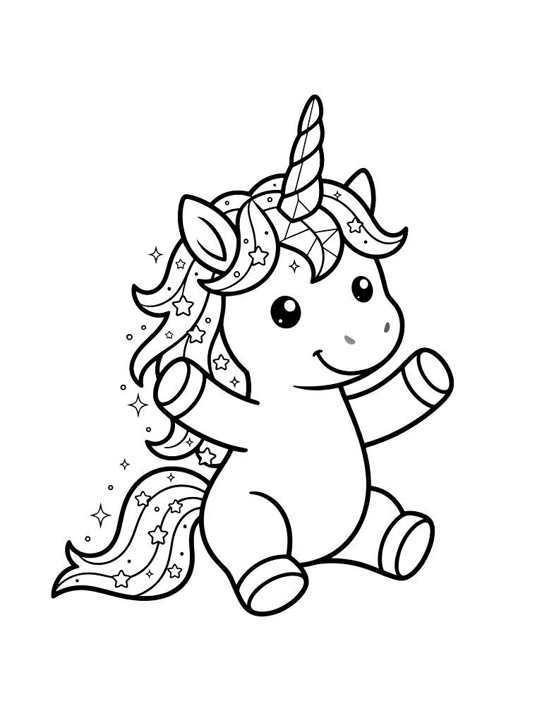 Color By Number Unicorn With A Crystalline Horn And A Mane Flowing Like A Waterfall Of Stars Coloring Page