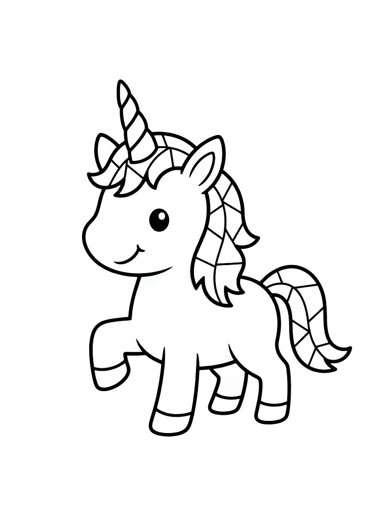 Color By Number Unicorn With A Stained-glass Style Mane And Geometric Crystal Horn Coloring Page — free printable for kids and adults