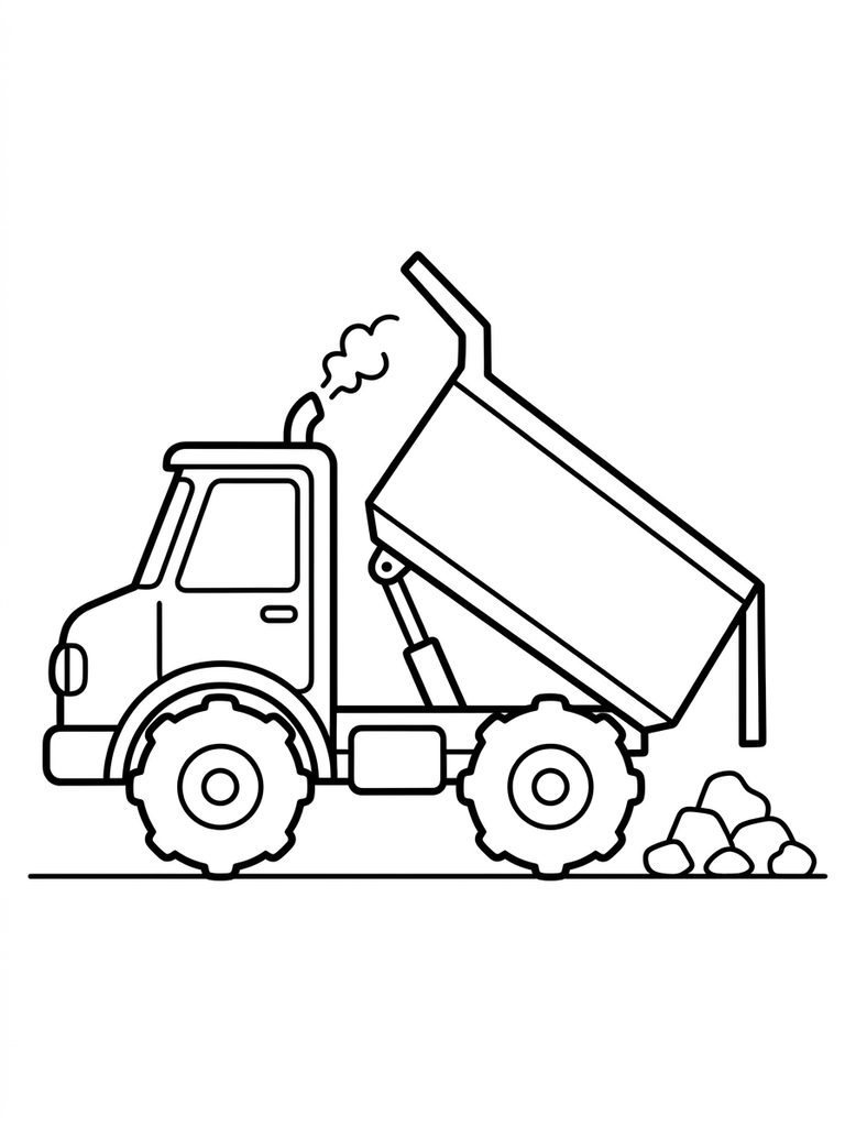 Construction Dump Truck Coloring Page
