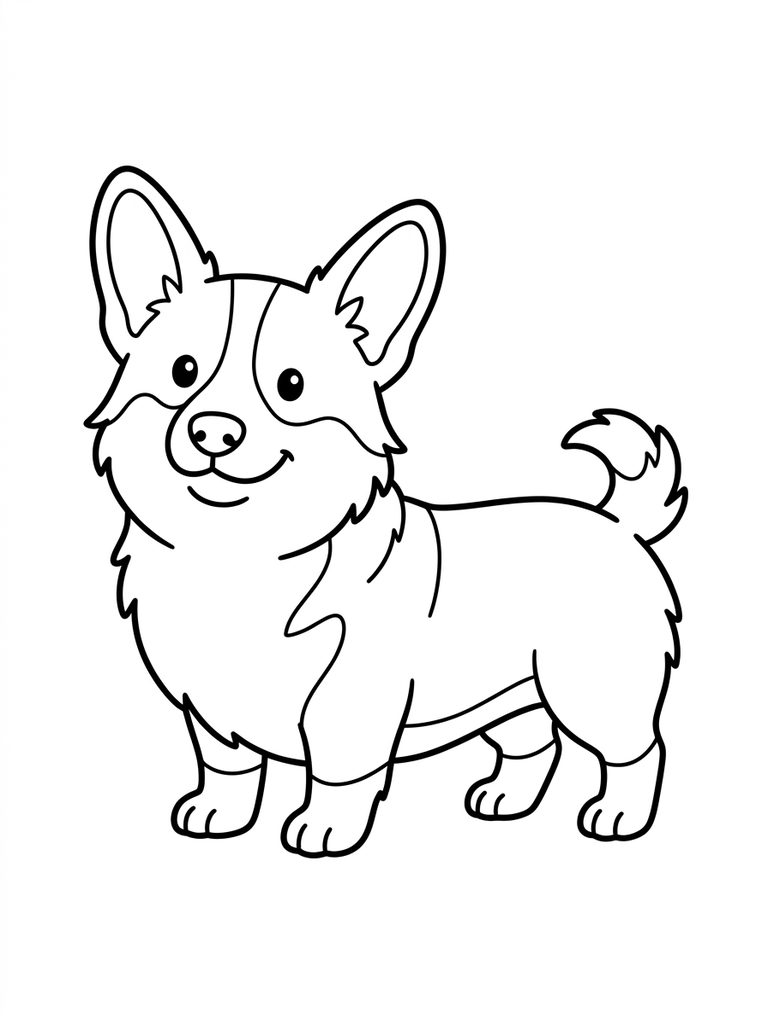 Corgi Coloring Pages line art