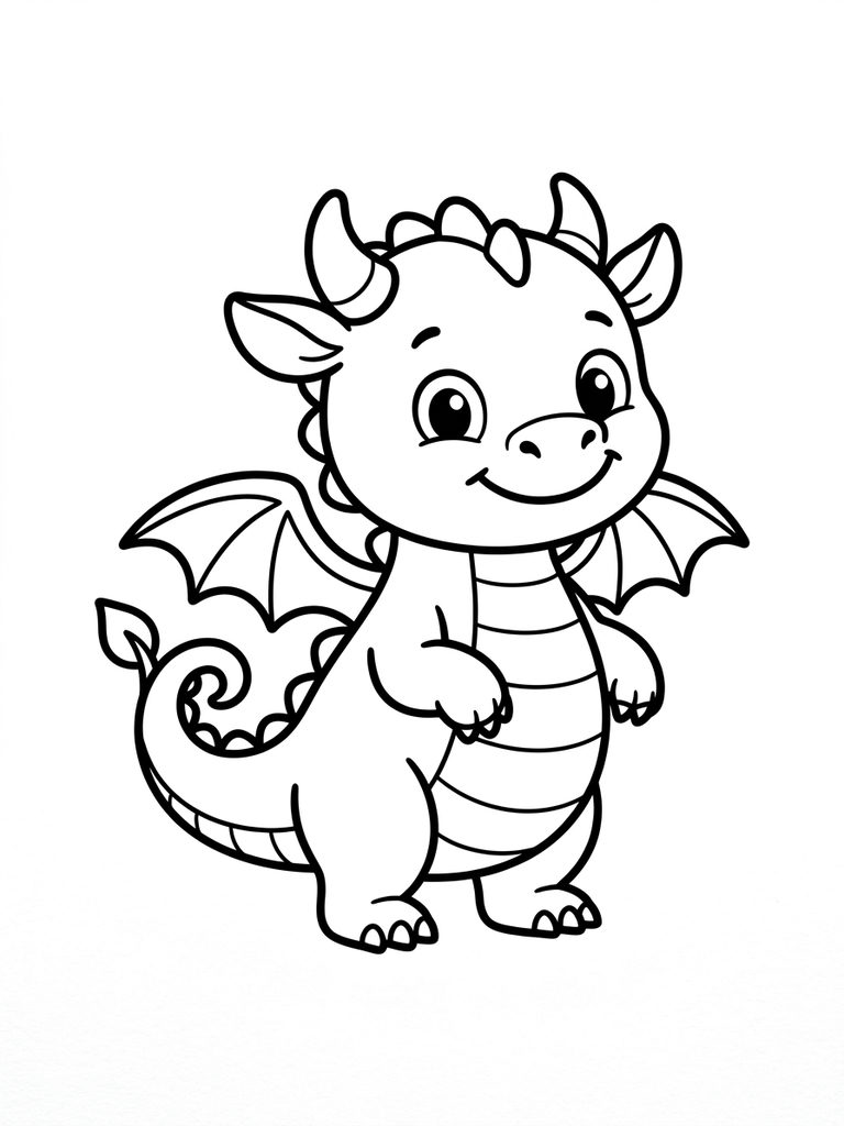 Cute Baby Dragon / Adorable Little Dragon Coloring Page