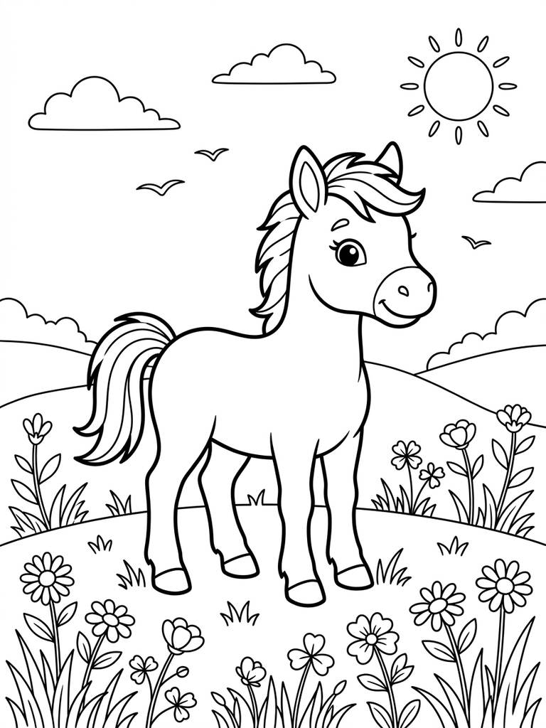 Cute Baby Foal Coloring Page
