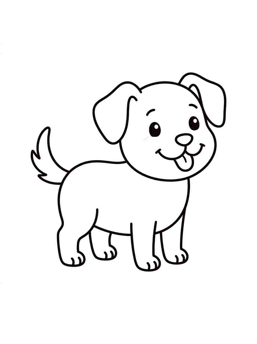 Cute Dog Coloring Page line art