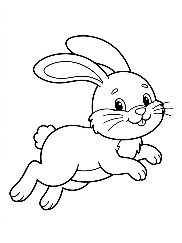 Cute Easter Bunny Face / Hopping Bunny Coloring Page