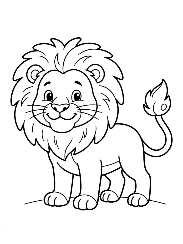 Cute Lion / Cartoon Lion Coloring Page