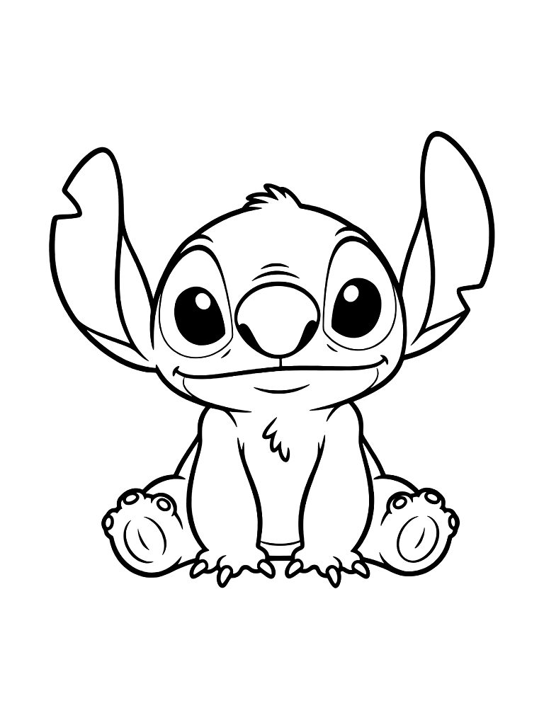 Cute Sitting Stitch Coloring Page
