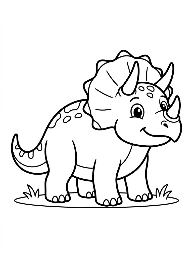Cute Triceratops / Triceratops With Horns Coloring Page