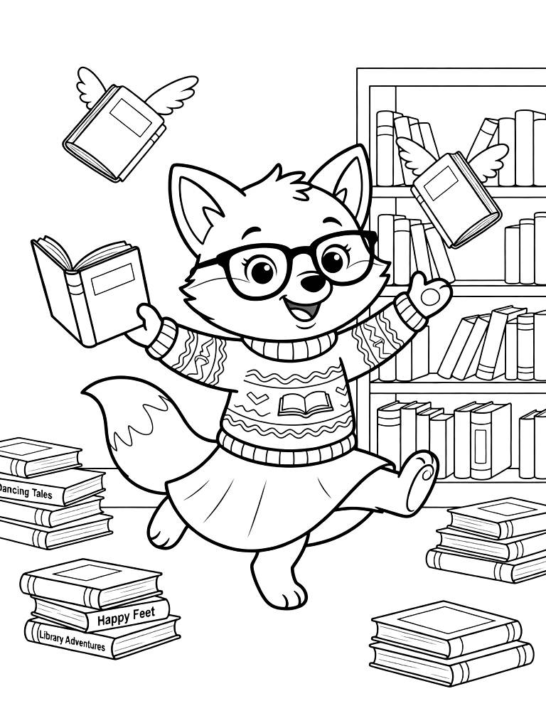 Dancing Through Life Library Scene Coloring Page