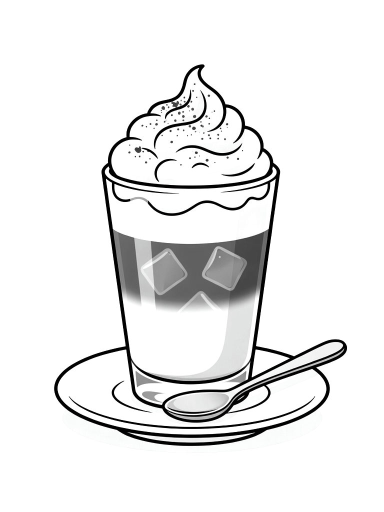 Detailed Dalgona Coffee With Whipped Coffee Foam And A Sprinkling Of Cocoa Powder Coloring Page — free printable for kids and adults