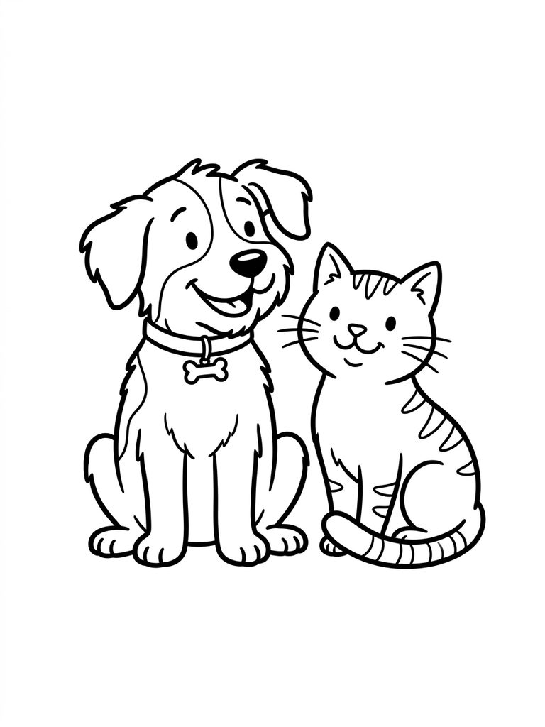Dog And Cat Coloring Pages
