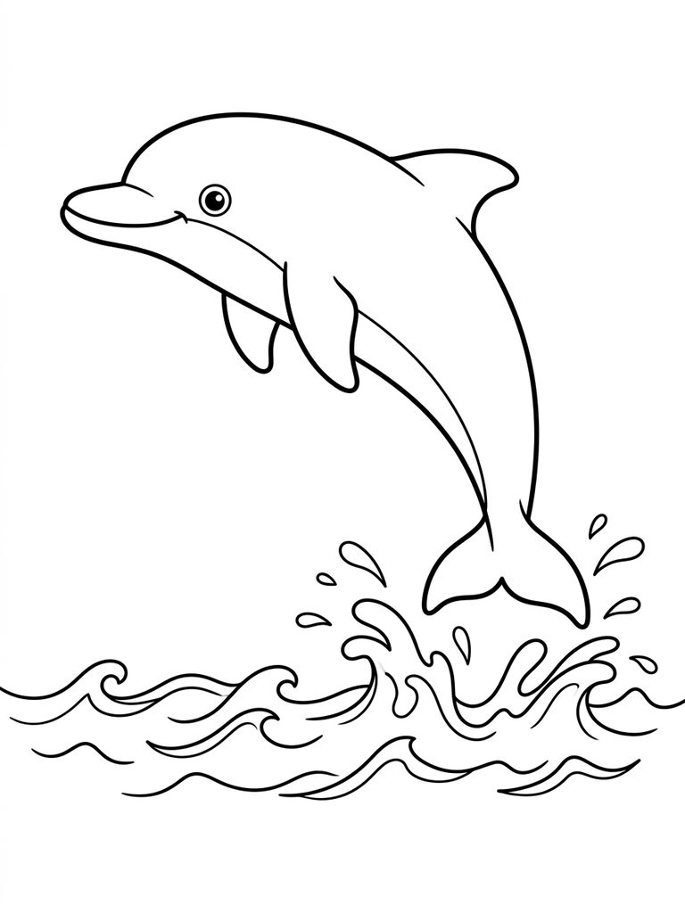 Dolphin Jumping Out Of Water Coloring Page